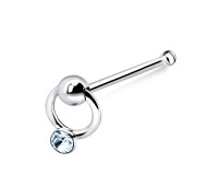 Stone Ring Silver Bone Nose Stud NSKD-40